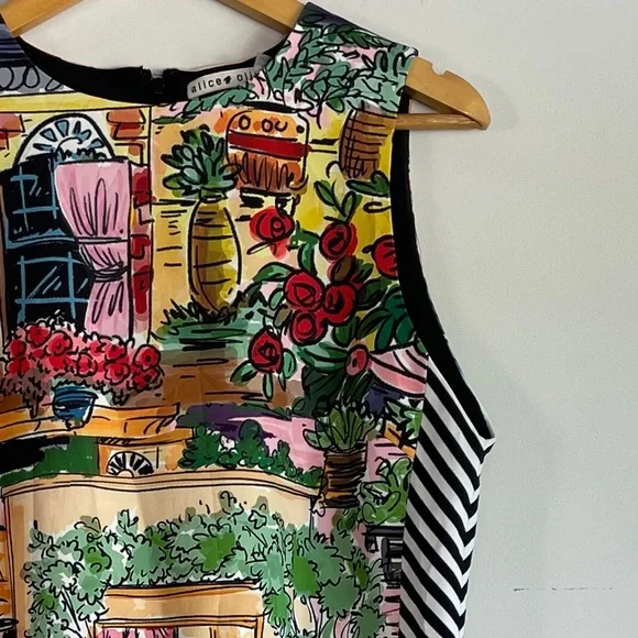 Alice + Olivia Coley Print Sleeveless Mini Dress Size 10 Vacation Dreams - Picture 6 of 13
